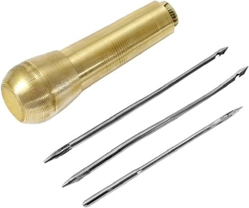 4 Pcs Gold Canvas Leather Sewing Taper Stitcher with Metal Handle Hand Crochet Stitching Tent Shoes Repairing Tools,Leathercraft in Saudi Arabia