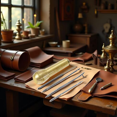 4 Pcs Gold Canvas Leather Sewing Taper Stitcher with Metal Handle Hand Crochet Stitching Tent Shoes Repairing Tools,Leathercraft in Saudi Arabia