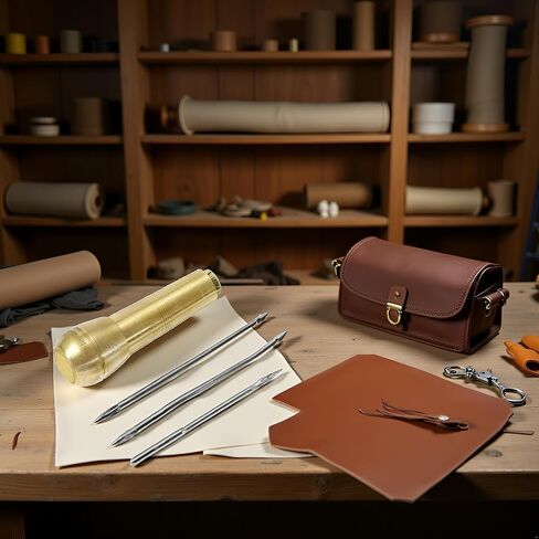 4 Pcs Gold Canvas Leather Sewing Taper Stitcher with Metal Handle Hand Crochet Stitching Tent Shoes Repairing Tools,Leathercraft in Saudi Arabia