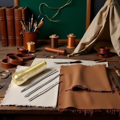 4 Pcs Gold Canvas Leather Sewing Taper Stitcher with Metal Handle Hand Crochet Stitching Tent Shoes Repairing Tools,Leathercraft in Saudi Arabia