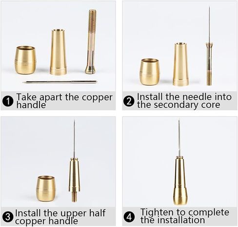 4 Pcs Gold Canvas Leather Sewing Taper Stitcher with Metal Handle Hand Crochet Stitching Tent Shoes Repairing Tools,Leathercraft in Saudi Arabia