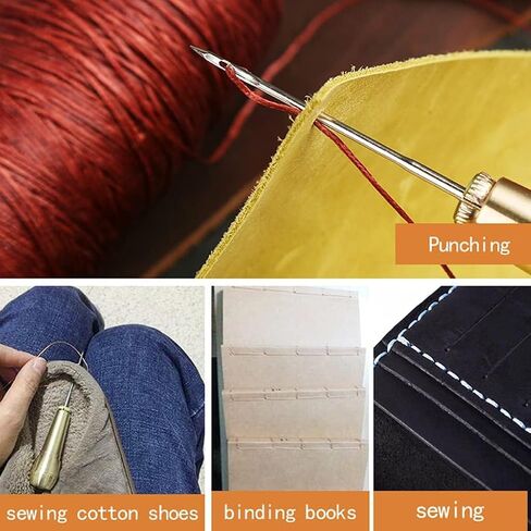 4 Pcs Gold Canvas Leather Sewing Taper Stitcher with Metal Handle Hand Crochet Stitching Tent Shoes Repairing Tools,Leathercraft in Saudi Arabia