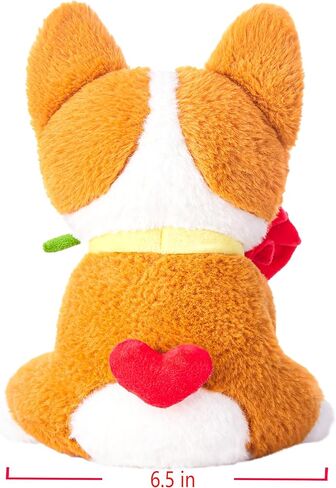 IKASA Corgi Dog Stuffed Animal Plush Toy with Rose Flower for Valentine,Cute Puppy 11" Soft Plushie,Gifts for Girlfriend in Saudi Arabia