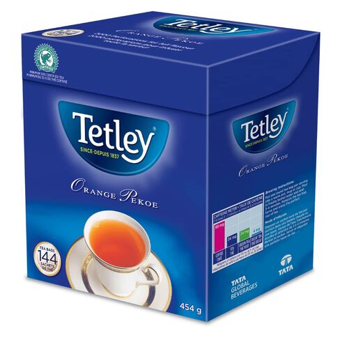 Tetley Orange Pekoe Tea, 144 Count Tea Bags, 454g/1lb, (Imported from Canada} in Saudi Arabia