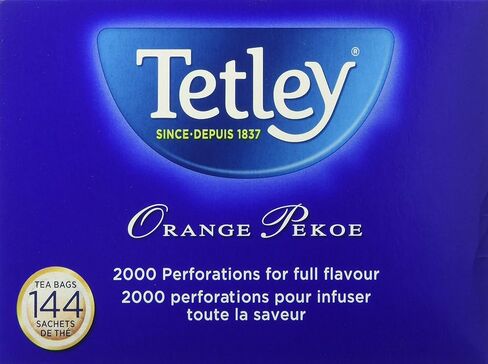 Tetley Orange Pekoe Tea, 144 Count Tea Bags, 454g/1lb, (Imported from Canada} in Saudi Arabia