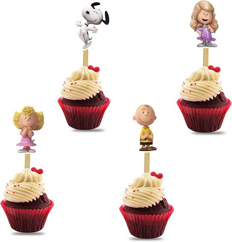 Charlie Broown Cupcake Topper Party Decoration, Classic Cartoon Style Cupcake Picks for Birthday Celebration, Premium Cardstock Decorative Toppers for Dessert Table and Party Display in Saudi Arabia