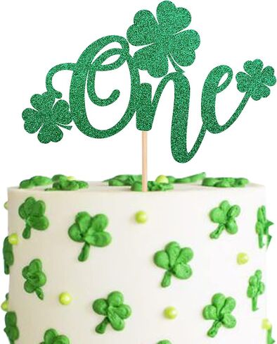 24 PCS Lucky Four Leaf Clover Cupcake Toppers Green Glitter St.Patrick's Day Shamrock Cupcake Picks St Patrick's Day Baby Shower Birthday Party Cake Decorations Supplies in Saudi Arabia