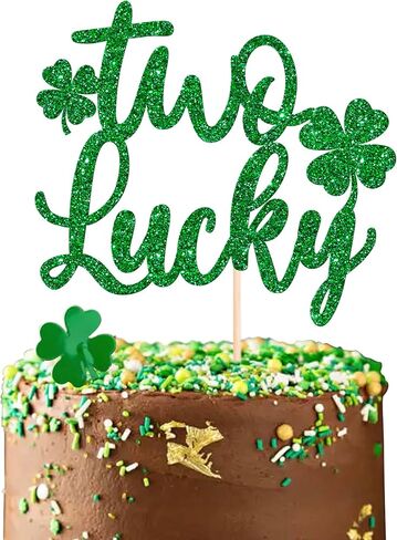 24 PCS Lucky Four Leaf Clover Cupcake Toppers Green Glitter St.Patrick's Day Shamrock Cupcake Picks St Patrick's Day Baby Shower Birthday Party Cake Decorations Supplies in Saudi Arabia