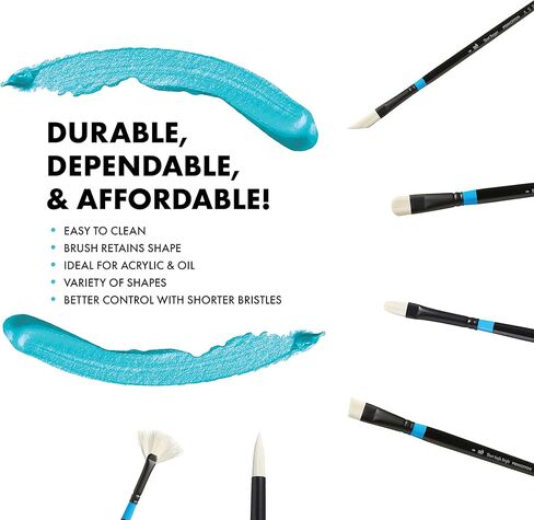 Princeton Artist Brush Co. Aspen Series 6500 - مروحة قصيرة بمقبض طويل مقاس 2 - فرشاة طلاء اصطناعية واحدة بالزيت والأكريليك للرسم على القماش واللوحة in Saudi Arabia