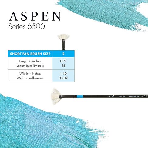 Princeton Artist Brush Co. Aspen Series 6500 - مروحة قصيرة بمقبض طويل مقاس 2 - فرشاة طلاء اصطناعية واحدة بالزيت والأكريليك للرسم على القماش واللوحة in Saudi Arabia