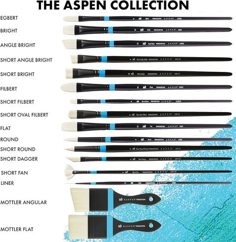 Princeton Artist Brush Co. Aspen Series 6500 - مروحة قصيرة بمقبض طويل مقاس 2 - فرشاة طلاء اصطناعية واحدة بالزيت والأكريليك للرسم على القماش واللوحة in Saudi Arabia