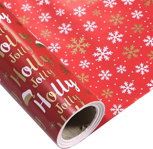 LeZakaa Christmas Pink Wrapping Paper Jumbo Roll, Santa Claus & Candy Cane, Metallic Foil, Rose Gold Foil Reversible Design for Festive Winter Holiday, Family Gathering, 24 inches x 100 Feet in Saudi Arabia