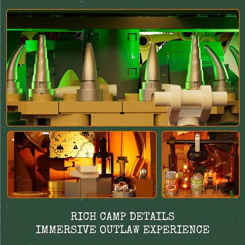 Western Sequoia Bandit Outpost Lighting Building-Bricks Set - Wild West Outlaw Hideout 1183 Pcs Collection Role Play Set for West Lovers in Kuwait