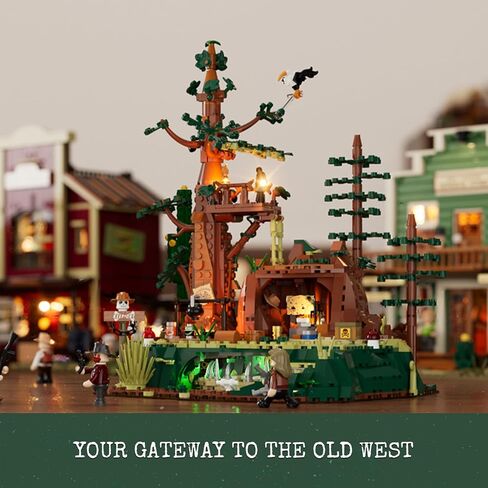 Western Sequoia Bandit Outpost Lighting Building-Bricks Set - Wild West Outlaw Hideout 1183 Pcs Collection Role Play Set for West Lovers in Kuwait
