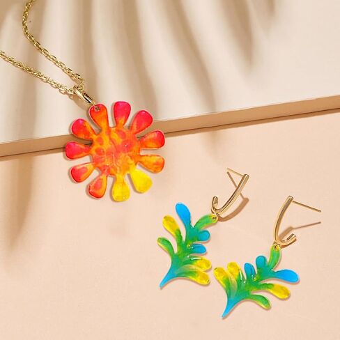 FineInno 6pcs Flowers Pendant Resin Molds Silicone Tree Earrings Epoxy Molds with Holes DIY Foliage Epoxy Resin Molds Silicone for Necklace Jewelry Making in Saudi Arabia