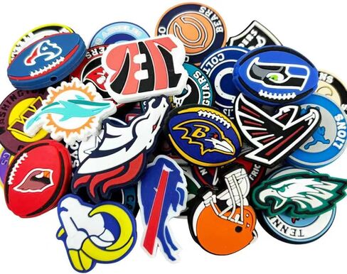 32Pcs Silicone Focal Beads for Pens, Keychain Making, Sports Football Focal Beads Bulk for Beadable Keychain DIY Crafts Necklace Bracelet Phone Chain Charms Jewelry Making in Saudi Arabia