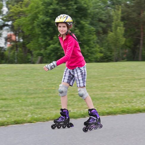 أسود/أزرق/أحمر زلاجات مضمنة قابلة للتعديل للأولاد والبنات والأطفال والنساء والرجال مقاس، زلاجات دوارة للكبار تضيء للنساء في الهواء الطلق وداخل المنزل in Kuwait