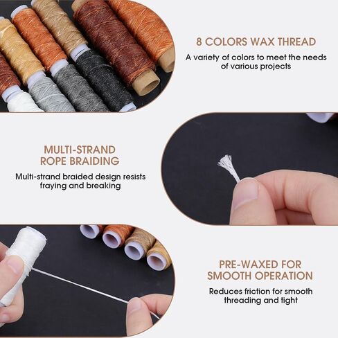 45PCS Leather Sewing Kit with Wooden Handle Awl Tool, Speedy Stitcher Sewing Awl Kit for Leather Repair, Shoes, Bags, Camping Gear, DIY Craft Beginners & Professionals in Kuwait