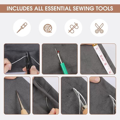 45PCS Leather Sewing Kit with Wooden Handle Awl Tool, Speedy Stitcher Sewing Awl Kit for Leather Repair, Shoes, Bags, Camping Gear, DIY Craft Beginners & Professionals in Kuwait