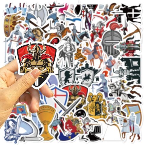 60PCs Medieval Knights Stickers Pack, Vinyl Decals, Delicate Gift & Party Favor Stickers for Laptop, Water Bottle,Journal,Guitar Decals for Kids,Teens Sticker Collectors, DIY Lovers..(Knights) in Saudi Arabia