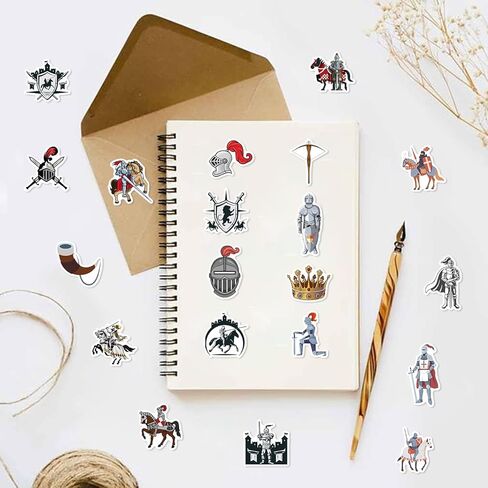 60PCs Medieval Knights Stickers Pack, Vinyl Decals, Delicate Gift & Party Favor Stickers for Laptop, Water Bottle,Journal,Guitar Decals for Kids,Teens Sticker Collectors, DIY Lovers..(Knights) in Saudi Arabia