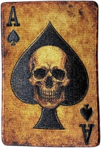 بطاقة الموت من Ace of Spades حديد على رقعة - رقعة مطرزة على شكل جمجمة مع تصميم رمزي داكن للسترات والسترات وحقائب الظهر in Kuwait
