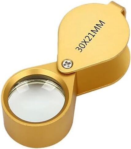 1 PCS Mini 30X Magnifying Glass, 30X Folding Pocket Magnifier with Metal Protective Case - Foldable Reading Magnifier for Travel, Inspection, Jewelry, Coins, Hobby (Gold) in Saudi Arabia