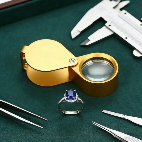 1 PCS Mini 30X Magnifying Glass, 30X Folding Pocket Magnifier with Metal Protective Case - Foldable Reading Magnifier for Travel, Inspection, Jewelry, Coins, Hobby (Gold) in Saudi Arabia