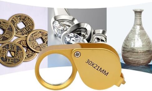 1 PCS Mini 30X Magnifying Glass, 30X Folding Pocket Magnifier with Metal Protective Case - Foldable Reading Magnifier for Travel, Inspection, Jewelry, Coins, Hobby (Gold) in Saudi Arabia