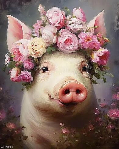 Pig Paint by Number for Adults, DIY Oil Painting Kit on Canvas with Paintbrushes and Acrylic Pigment, Perfect for Paint by Numbers for Beginner, for Home Wall Decor (16x20Inch) in Saudi Arabia