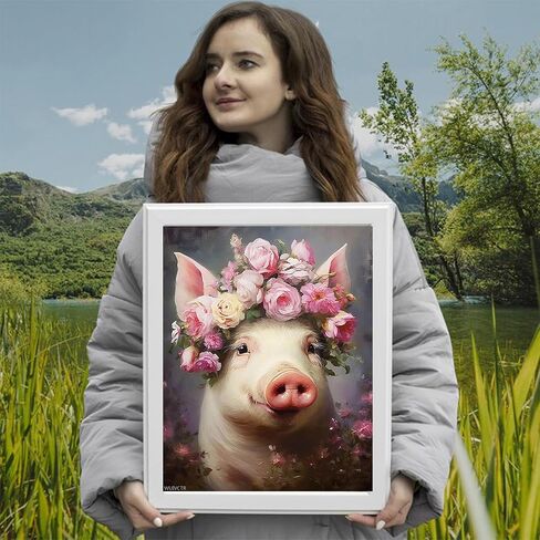 Pig Paint by Number for Adults, DIY Oil Painting Kit on Canvas with Paintbrushes and Acrylic Pigment, Perfect for Paint by Numbers for Beginner, for Home Wall Decor (16x20Inch) in Saudi Arabia