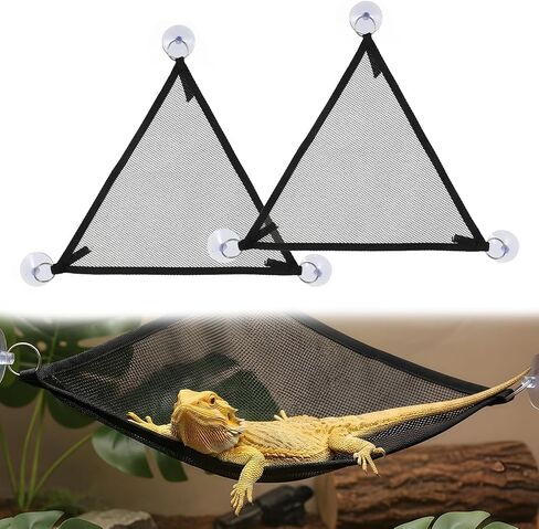 2Pcs Bearded Dragon Hammock, Breathable Mesh Reptile Hammock Lizard Tank Accessories, Triangle Geckos Hammocks for Bearded Dragons, Snakes, and Axolotls, Perfect Beard Dragon Tank Accessories（30x30x3 in Saudi Arabia