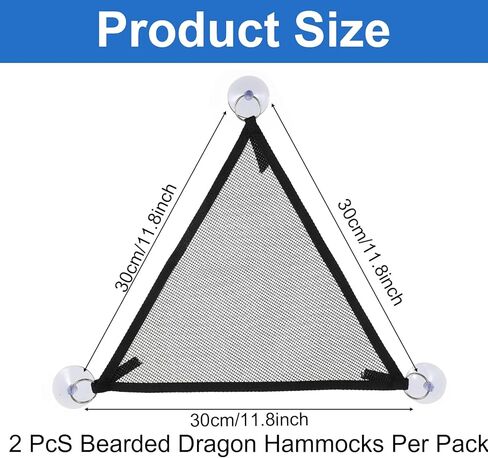 2Pcs Bearded Dragon Hammock, Breathable Mesh Reptile Hammock Lizard Tank Accessories, Triangle Geckos Hammocks for Bearded Dragons, Snakes, and Axolotls, Perfect Beard Dragon Tank Accessories（30x30x3 in Saudi Arabia
