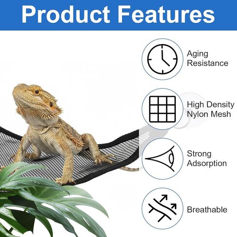 2Pcs Bearded Dragon Hammock, Breathable Mesh Reptile Hammock Lizard Tank Accessories, Triangle Geckos Hammocks for Bearded Dragons, Snakes, and Axolotls, Perfect Beard Dragon Tank Accessories（30x30x3 in Saudi Arabia