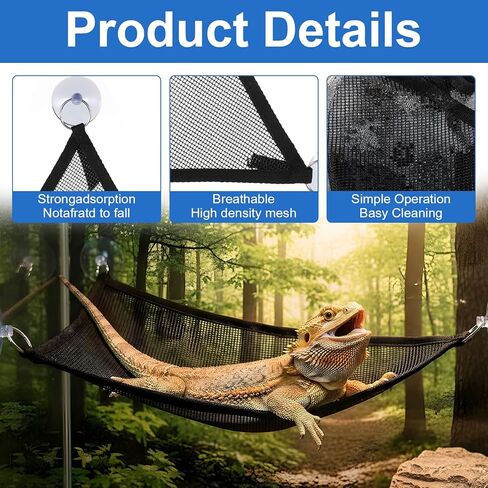 2Pcs Bearded Dragon Hammock, Breathable Mesh Reptile Hammock Lizard Tank Accessories, Triangle Geckos Hammocks for Bearded Dragons, Snakes, and Axolotls, Perfect Beard Dragon Tank Accessories（30x30x3 in Saudi Arabia