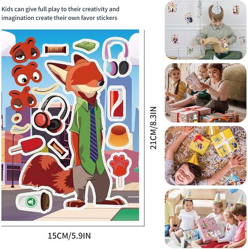 24 قطعة من ملصقات Zoot 2 تصنع وجهًا - 8 تصميمات Jud Hopps Nic Wilde Anime اللطيفة من ملصقات مدينة الحيوانات الكرتونية اصنعها بنفسك لمحبي سجل القصاصات ومستلزمات حفلات أعياد الميلاد وهدايا الألعاب in Kuwait