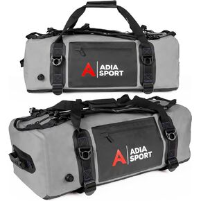 Adia Sport Waterproof Duffel Bag - Heavy Duty for Boating Equipment, Camping, Kayaking, XL Duffle Outdoor Recreation & Boating, Stylish Dry Bag, Bags Grey WPDBG1 60L