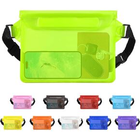 jealkip Waterproof Pouch with Adjustable Waist Strap, Waterproof Dry Bag, Keeps Cell Phones and Valuables Safe and Dry, Perfect for Kayaking, Beach, Camping and Swimming (Green)
