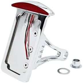 HTTMT MT301-A-BK Black Curved Side Mounted License Plate Bracket w/Led Tail Light Brake Light 7/8 Inches or 1 inch Axles Compatible with Suzuki Kawasaki Cruisers Harley Fat Boy