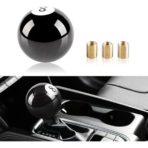 Tesnaao Pack-1 Billiard Car Shift Knob Replacements, Durable Smooth Vehicle Gear Shifter Knob with 3 Sizes Adapters, Universal Waterproof Automotive Shifter Accessories for Truck SUV Car (Black)