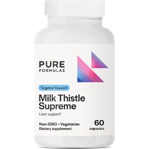 Pure Formulas Milk Thistle Supreme - 250 mg Per Capsule Milk Thistle Supplement (Silybum Marianum) - Liver Health Support - Antioxidants Supplement - Non-GMO & Vegetarian - 60 Capsules