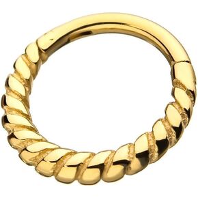 Pierced Owl - 16GA 5/16" Stainless Steel Twisted Braid Hinged Segment Ring