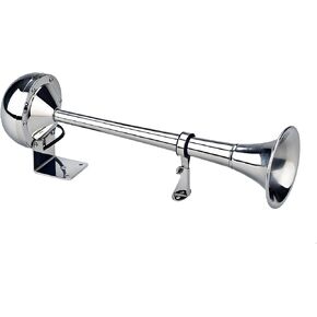 Wolo (110) The Persuader Stainless Steel Single Trumpet Horn - 12 Volt, Low Tone