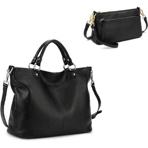 Kattee Women's Soft Genuine Leather Bag with Genuine Leather Wristlet Small Purses
