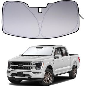 JDMCAR Foldable Windshield Sunshade Compatible with 2015 2016 2017 2018 2019 2020 Ford F150 (Lariat, King Ranch, Platinum, Limited Raptor), Car Interior Front Window Sunshade for Sun Heat Protection