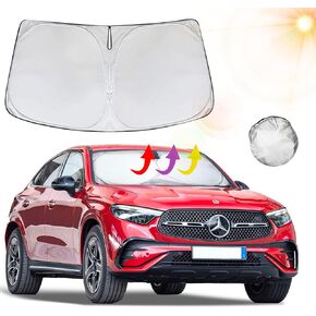 Windshield Sun Shade | Sunshade for Car Windshield | Foldable Front Windshield Sunshades | Automotive Interior Sun Protection Fits Small Sedans, Mini SUVs, & Hatchbacks (55x31 inches)