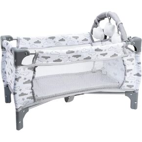 ADORA Baby Doll Crib/Bed/Playpen, Twinkle Stars Deluxe Pack N Play 7-Piece Set Fits Dolls up to 20 inches, Changing Table, 3 Clouds and Storage Bag, Birthday Gift for Ages 3+