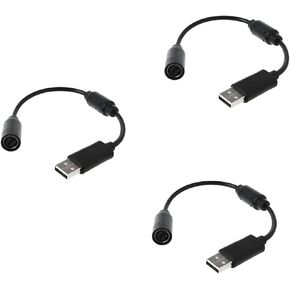 Xinjincang 3Pcs Black for USB Breakaway PC Cable Cord Adapter Converter for Xbox 360 Controller Xbox 360 Cables