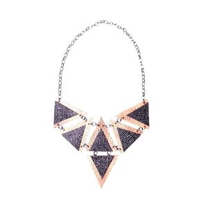 VIRECHIC - Handmade Triangles Maxi Necklace - Natural Fibers & Upcycled Materials - Eco-friendly Sustainable Handcrafted Jewelry - Exclusive & Unique Brazilian Design - Black & Natural Colors