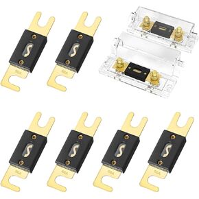 6PCS 100Amp/100A ANL Fuse, Blade Fuse for Marine Car Vehicle Audio and Video System, ANL Inline Fuse Gold Plated Fuse 32V for Inverters and Other Current Applications (100Amp)